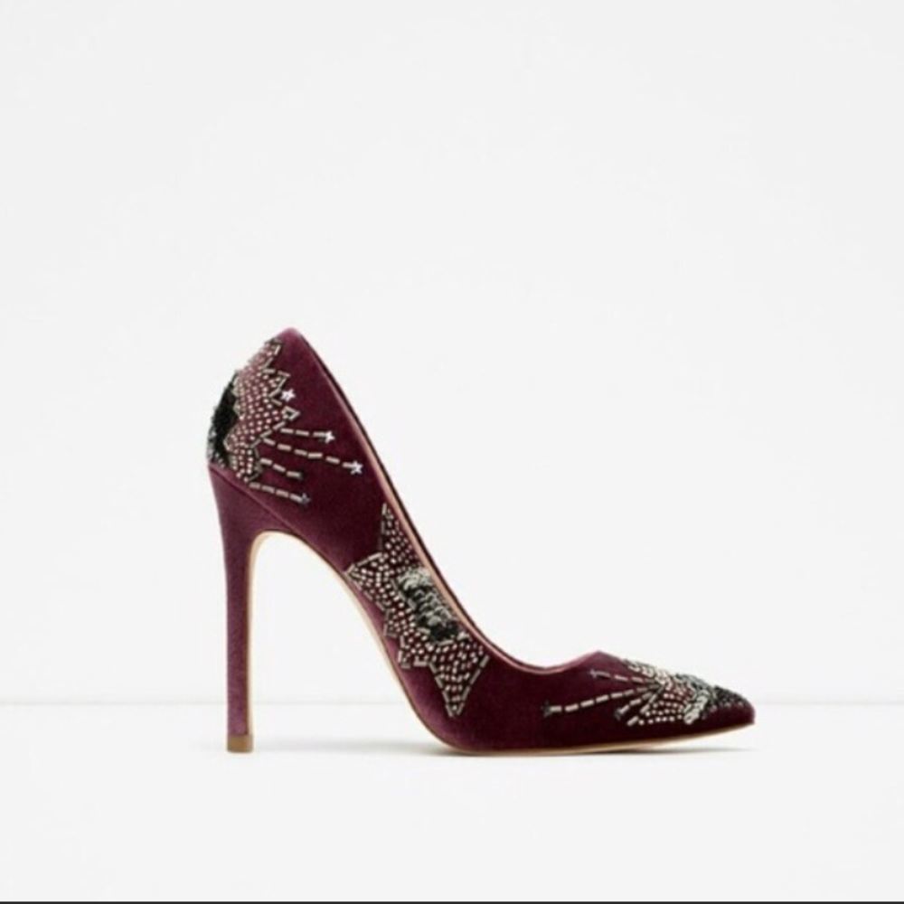 Zara Velvet Sequin Heels